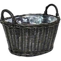 Ivyline Polyrattan Lined 28 x 38cm Willow Basket Planter