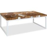 vidaXL Coffee Table Teak Resin 110x60x40 cm White and Brown