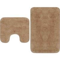 vidaXL Bathroom Mat Set 2 Pieces, Luxurious Cotton Bath and Pedestal Mat Set, Antistatic and Absorbent with Safety Non-Slip Backing - Classy Beige