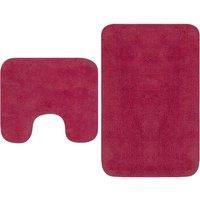 vidaXL Bathroom Mat Set, 2 Pieces - 100% Cotton Fabric, Water Absorbent, Non-Slip Backing, Easy to Maintain Bath & Pedestal Mat in Fuchsia