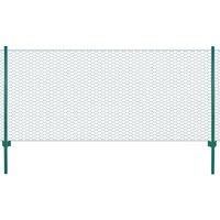 Vidaxl Wire Mesh Fence With Posts Steel 25X0.75 M Green