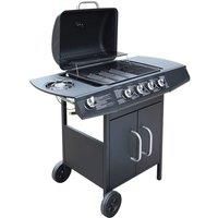 vidaXL Gas Barbecue Grill 4+1 Cooking Zone Black with BBQ Cover Outdoor Garden