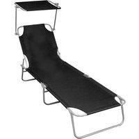 Folding Sun Lounger with Canopy Park Camping Bed Chair Daybed Sunbed vidaXL