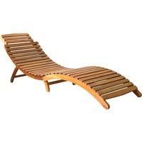 vidaXL Comfortable Sun Lounger - Solid Acacia Wood - Brown - Weather-resistant - Indoor Outdoor Patio Garden Relaxation Furniture - Foldable Easy Storage