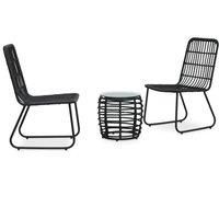 3 Piece Bistro Set Poly Rattan Table and Chair Furniture Oak/Black vidaXL