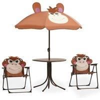 Kids' Garden Bistro Set 3 Piece with Parasol Furniture Multi Colours vidaXL