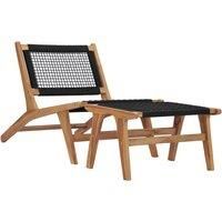 vidaXL Sun Lounger w/ Footrest Solid Teak Wood and Rope