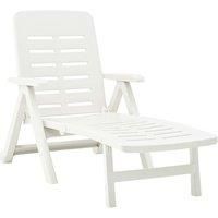 vidaXL Folding Sun Lounger Attractive Durable Comfortable Outdoor Garden Patio Chair Sunbeds Seating Furniture Seats Plastic White