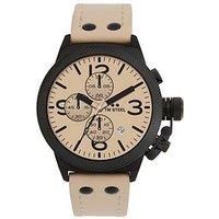 Tw Steel Classic Canteen Mens Watch Tan Strap Black Dial