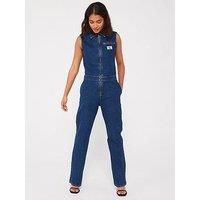 Calvin Klein Jeans Zip Through Jumpsuit - Blue