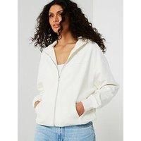 Calvin Klein Jeans Women/'s DIFFUSED CK ZIP-THROUGH J20J223533 Pullover Hoodie, Ivory, M