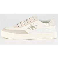 Calvin Klein Jeans Cupsole Leather Mix Trainer - White