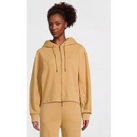 Calvin Klein Nano Logo Zip Relaxed Hoodie - Brown - Beige