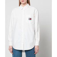 TOMMY HILFIGER - tjw Badge Shirt Boyfriend EN White Tone DW0DW13804 YBR - Women/'s Long Sleeve Shirt, White, XS