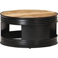 vidaXL Coffee Table Black 68x68x36 cm Solid Rough Mango Wood