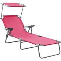 Sun Lounger with Canopy Outdoor Sunbed Lounge Bed Garden Day Bed Steel vidaXL