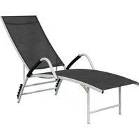 vidaXL Sun Lounger Textilene and Aluminium Black