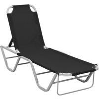 vidaXL Sun Lounger | Aluminium Frame and Breathable Textilene Fabric | Black | Durable and Adjustable Reclining Positions | Perfect for Camping, Garden, Beach