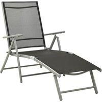 vidaXL Adjustable Folding Sun Lounger - Durable Aluminium Frame with Breathable Textilene Seat - Black and Silver