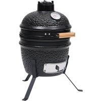 VidaXL 2-in-1 Kamado Barbecue Grill Smoker Ceramic 56cm Black