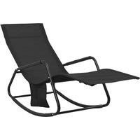 vidaXL Sun Lounger Steel and Textilene Black