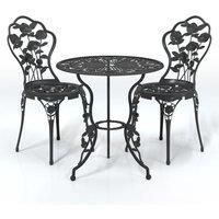 vidaXL 3 Piece Bistro Set Cast Aluminium Black