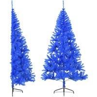 vidaXL Artificial Half Christmas Tree - 240cm Blue PVC Tree with Steel Stand - Space-Saving Design