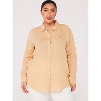 Tommy Hilfiger Plus Size Linen Shirt - Beige