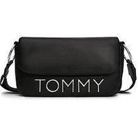 Tommy Jeans Bold Elongated Flap Shoulder Bag Crossbody Bag Black, black