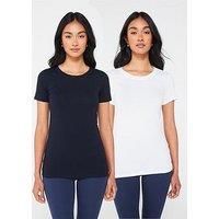 Tommy Hilfiger Women’s 2 Pack Short Sleeve Round Neck T-Shirts, White (White/Desert Sky), S