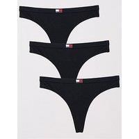 Tommy Hilfiger 3 Pack Flag Logo Thong - Black