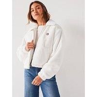 Tommy Jeans Faux Fur Bomber Jacket - Cream