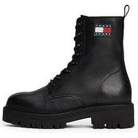 Tommy Jeans Logo Lace Up Boots - Black