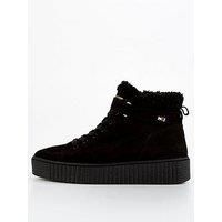 Tommy Hilfiger Faux Fur Nubuck Boot Trainers - Black