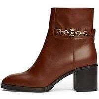 Tommy Hilfiger Chain Detail Leather Ankle Boots - Brown