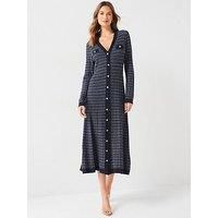 Tommy Hilfiger V Neck Striped Maxi Dress - Navy