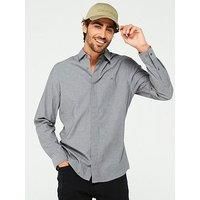 Calvin Klein Concealed Placket Long Sleeve Chambray Shirt - Grey