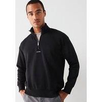 Calvin Klein Nano Logo 1/4 Zip Sweat Top - Black