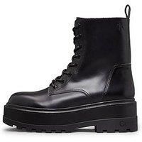 Calvin Klein Jeans Flatform Lace Up Boot - Black