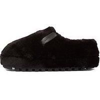 Calvin Klein Women’s Faux Fur Slippers, Black (Triple Black), 3