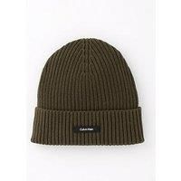 Calvin Klein Men/'s Classic Cotton Rib Beanie K50k512362 Beanie, Green (Dark Olive), One Size