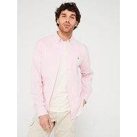 Tommy Hilfiger Men 1985 Flex Oxford Shirt Long-Sleeve, Pink (Classic Pink), L