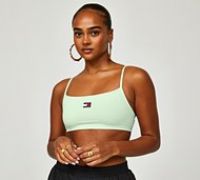 Tommy Jeans Womens Badge Tie Back Ultra Crop Top - Green - Size XS