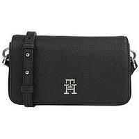 Tommy Hilfiger Women/'s TH Emblem Flap Crossover, Black, One Size