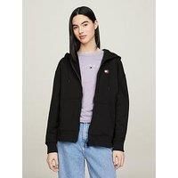 Tommy Jeans Logo Zip Through Hoodie - Black