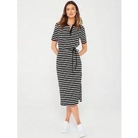 Tommy Hilfiger Striped Polo Midi Dress - Black