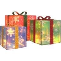 Lighted Christmas Boxes Gift Box Festival Box Decoration 3 pcs 64 LEDs vidaXL