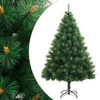 vidaXL Modern 210cm Artificial Hinged Christmas Tree with Sturdy Metal Stand - Lifelike PVC Tips - Green