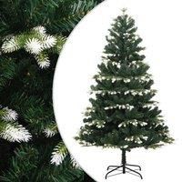 /'vidaXL 210cm Green and White Flocked Snow Artificial Christmas Tree - Hinged Construction, Sturdy Metal Stand, Lifelike PE Tips