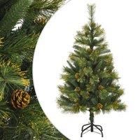 /'vidaXL Artificial Hinged Christmas Tree with Cones - Lifelike Appearance with PE Tips, Hinged Branches, Sturdy Metal Stand, Green